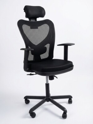 Ergonomic office chair with mesh back and adjustable height.