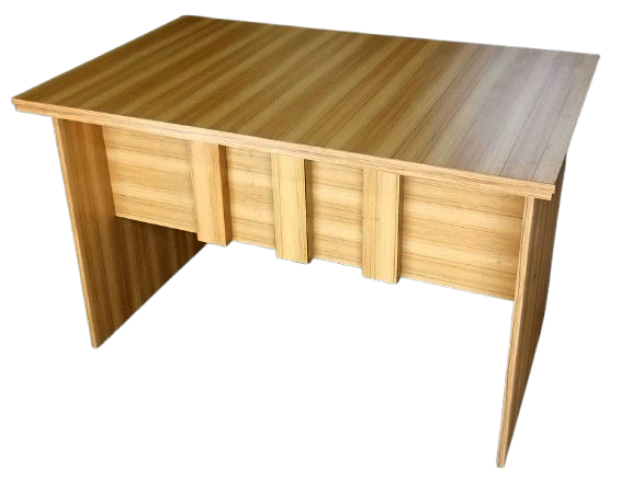 Simple wooden office desk with a clean design.