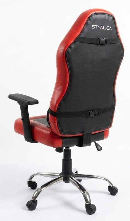 Red and black ergonomic office chair with high backrest