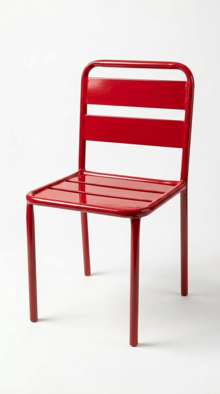Red Montessori chair with slatted seat and backrest